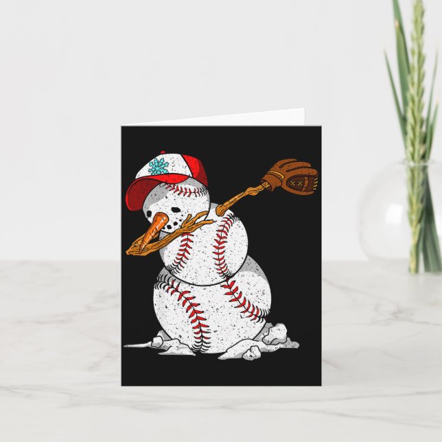 Dabbing Baseball Snowman Snow Christmas Xmas Holid Card (Front)