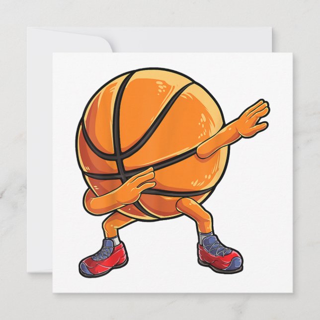 Dabbing Basketball Ball Funny Boys Men Women Sport Invitation (Front)