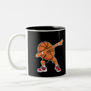 Dabbing Basketball Ball Funny Sports Player  Two-Tone Coffee Mug