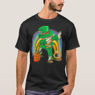 Dabbing Basketball college Leprechaun St Day T-Shirt