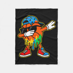 Dabbing Basketball Ice Cream Drip Boys Basketball  Fleece Blanket