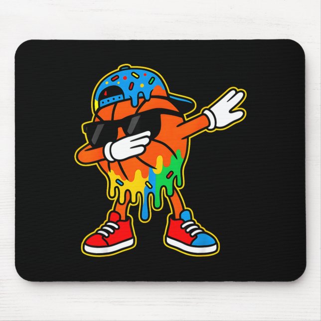 Dabbing Basketball Ice Cream Drip Boys Basketball  Mouse Mat (Front)