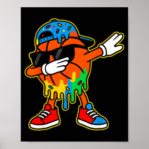 Dabbing Basketball Ice Cream Drip Boys Basketball  Poster