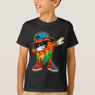 Dabbing Basketball Ice Cream Drip Boys Basketball  T-Shirt