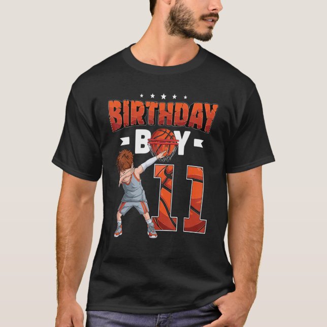 Dabbing Basketball player 11 Years Old Boy 11th Bi T-Shirt (Front)