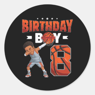 Dabbing Basketball player 8 Years Old Boy 8th Birt Classic Round Sticker