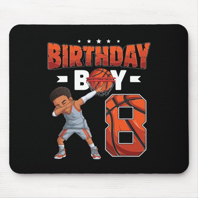 Dabbing Basketball player 8 Years Old Boy 8th Birt Mouse Mat (Front)