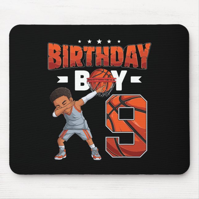 Dabbing Basketball player 9 Years Old Boy 9th Birt Mouse Mat (Front)
