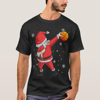 Dabbing Basketball Santa Claus Christmas Gift T-Shirt