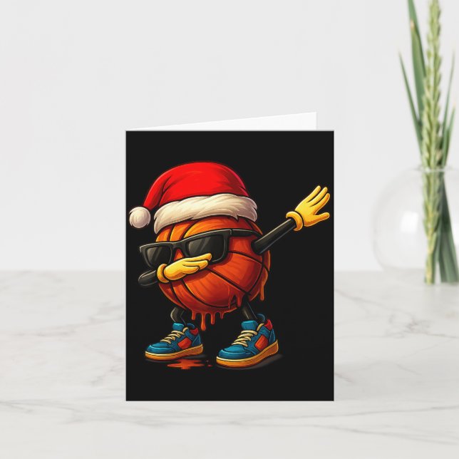 Dabbing Basketball Sungles Funny Christmas Tee Boy Card (Front)