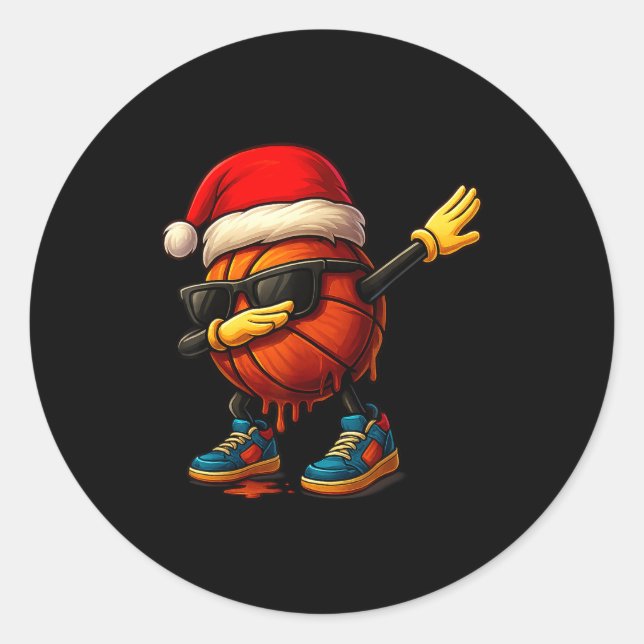 Dabbing Basketball Sungles Funny Christmas Tee Boy Classic Round Sticker (Front)