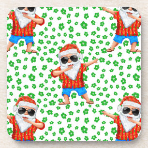 Dabbing Beach Santa Claus in a Aloha Shirt Tropica Coaster