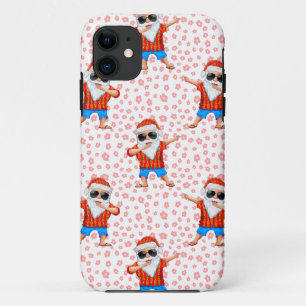 Dabbing Beach Santa Claus in a Aloha Shirt With Re iPhone 11 Case