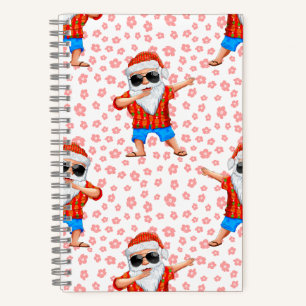 Dabbing Beach Santa Claus in a Aloha Shirt With Re Notebook