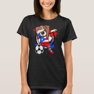 Dabbing Beagle Dog Puerto Rico Soccer Fans Jersey  T-Shirt