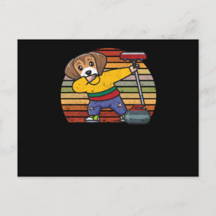 Dabbing beagle Lithuania dog lover curling fan Postcard
