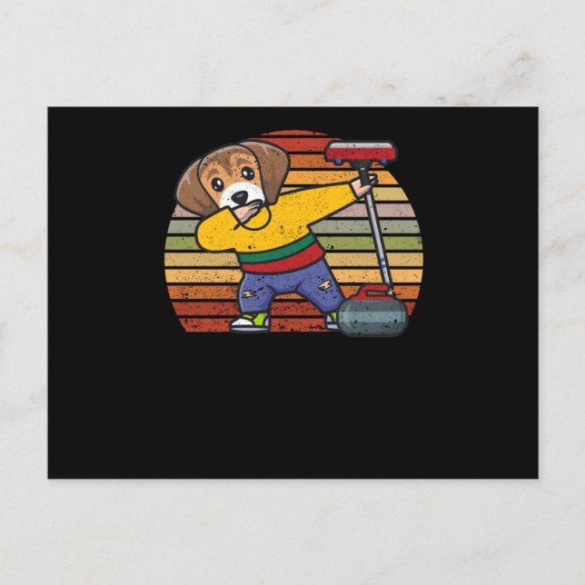 Dabbing beagle Lithuania dog lover curling fan Postcard (Front)