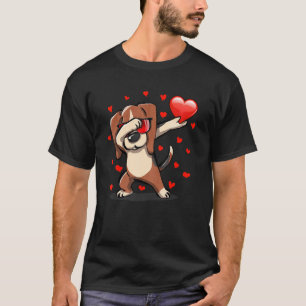 Dabbing Beagle Sunglasses Heart Valentines Day Dog T-Shirt