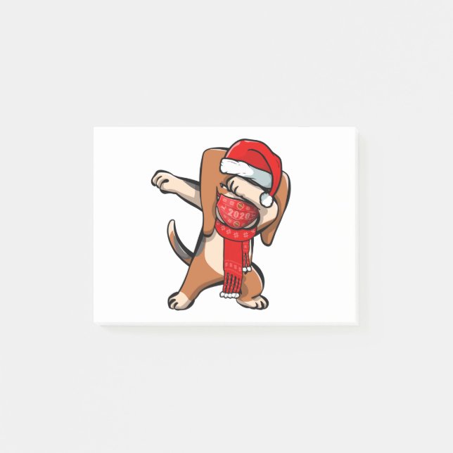 Dabbing Beagle Wears Face Mask Dab Dance Cute Chri Post-it Notes (Front)
