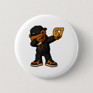 Dabbing Bear 67 Meme Funny Brainrot Hip Hop Kids B 6 Cm Round Badge