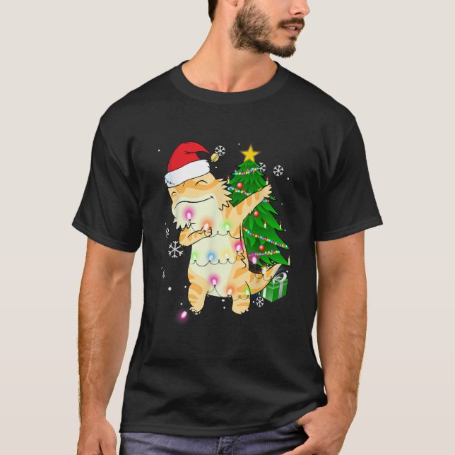 Dabbing Bearded Dragon Christmas Costume Cute Yout T-Shirt (Front)