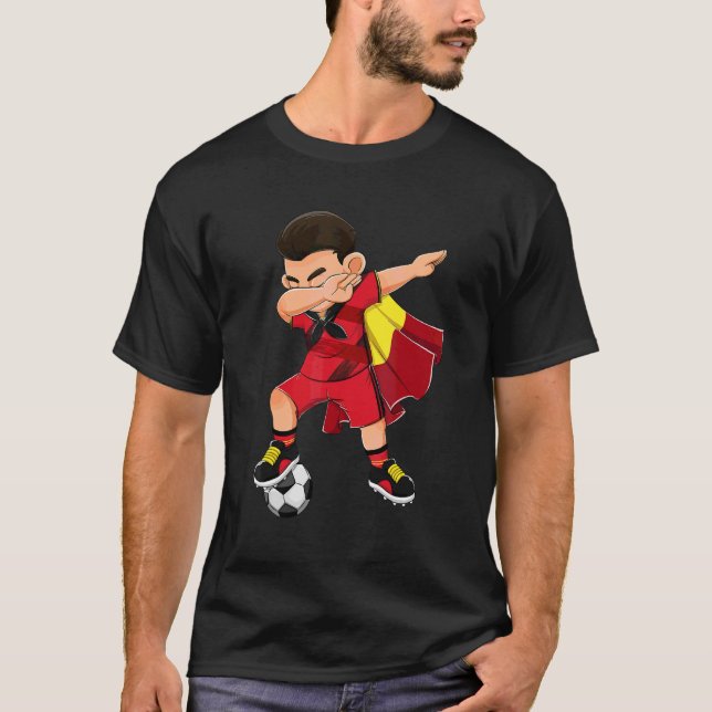 Dabbing Belgium Boy Belgium Football Flag Kids T-Shirt (Front)