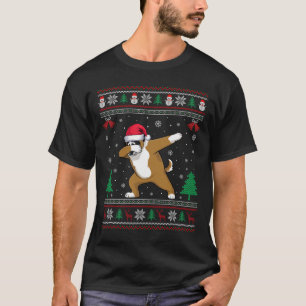 Dabbing Bernard Dog Santa Hat Boys Girls Kids Chri T-Shirt