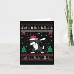 Dabbing Bernedoodle Dog Santa Hat Boys Girls Kids Card