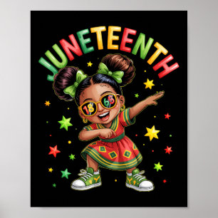 Dabbing Black Girls Melanin Juneteenth Africa Kids Poster