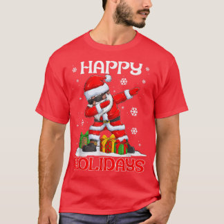 Dabbing Black Happy Holidays African American Sant T-Shirt