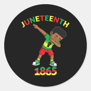 Dabbing Black King Juneteenth 1865 Brown Skin Boys Classic Round Sticker