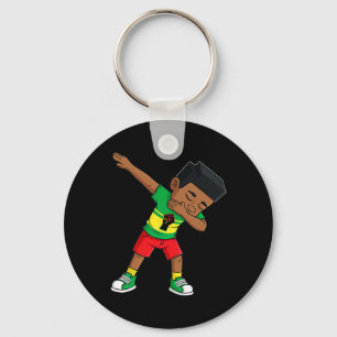 Dabbing Black King Juneteenth Brown Skin Boys Kids Key Ring