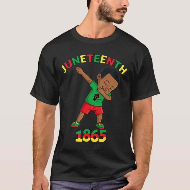 Dabbing Black King Juneteenth Melanin Brown Skin B T-Shirt (Front)