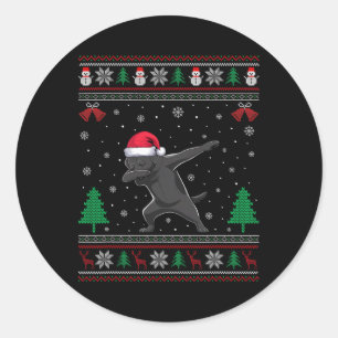 Dabbing Black Labrador Dog Santa Hat Boys Girls Ch Classic Round Sticker