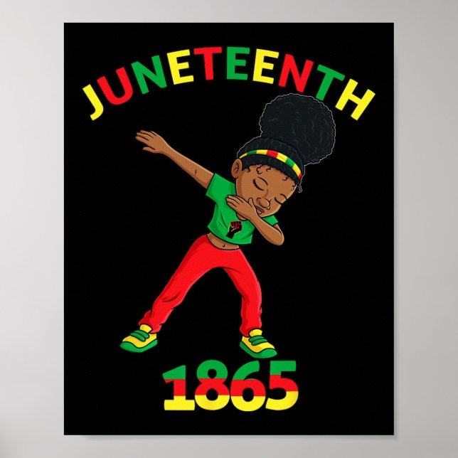Dabbing Black Princess Juneteenth 1865 Brown Skin  Poster (Front)