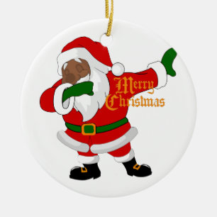dabbing black santa claus ceramic tree decoration
