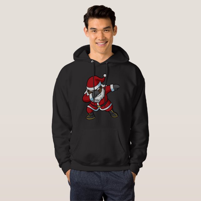 Dabbing Black Santa Claus Dab Christmas Hoodie (Front Full)