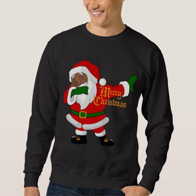 dabbing black santa claus sweatshirt (Front)