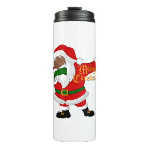 dabbing black santa claus thermal tumbler