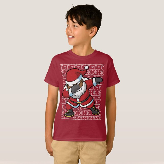 Dabbing Black Santa Dab Ugly Christmas Sweater (Front Full)