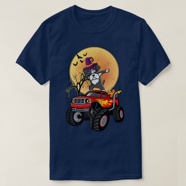 Dabbing Boer Dog Witch Hat On Monster Truck Funny  T-Shirt (Design Front)