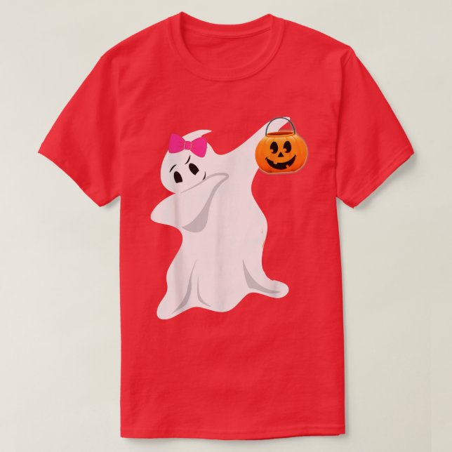 Dabbing Boo ghost Jack O Lantern Pumpkin Happy Hal T-Shirt (Design Front)