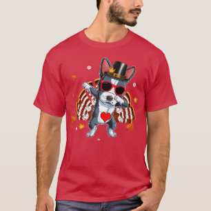 Dabbing Boston Terrier Thanksgiving Day Dog Pilgri T-Shirt