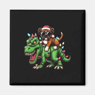 Dabbing Boxer Dog Xmas Lights Dinosaur T Rex Kids Magnet