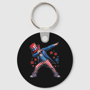 Dabbing Boy 4th Of July American Flag Usa Boys Kid Key Ring