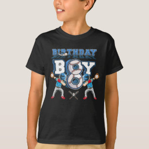 Dabbing Boy 8 Year Old Baseball Player 8 Birthday T-Shirt