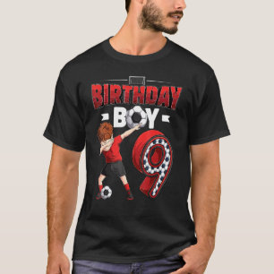 Dabbing Boy 9 Year Old Soccer Player 9th Birthday  T-Shirt
