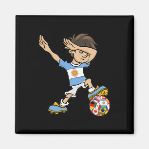 Dabbing Boy Argentina Soccer Jersey National Flag  Magnet