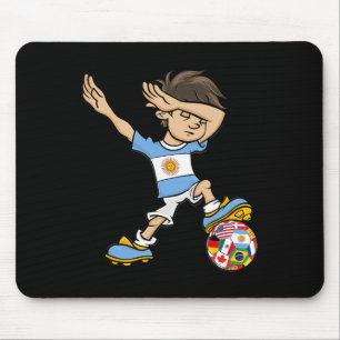 Dabbing Boy Argentina Soccer Jersey National Flag Mouse Mat