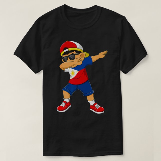 Dabbing Boy Filipinos Philippines Flag Kids Dab Da T-Shirt (Design Front)